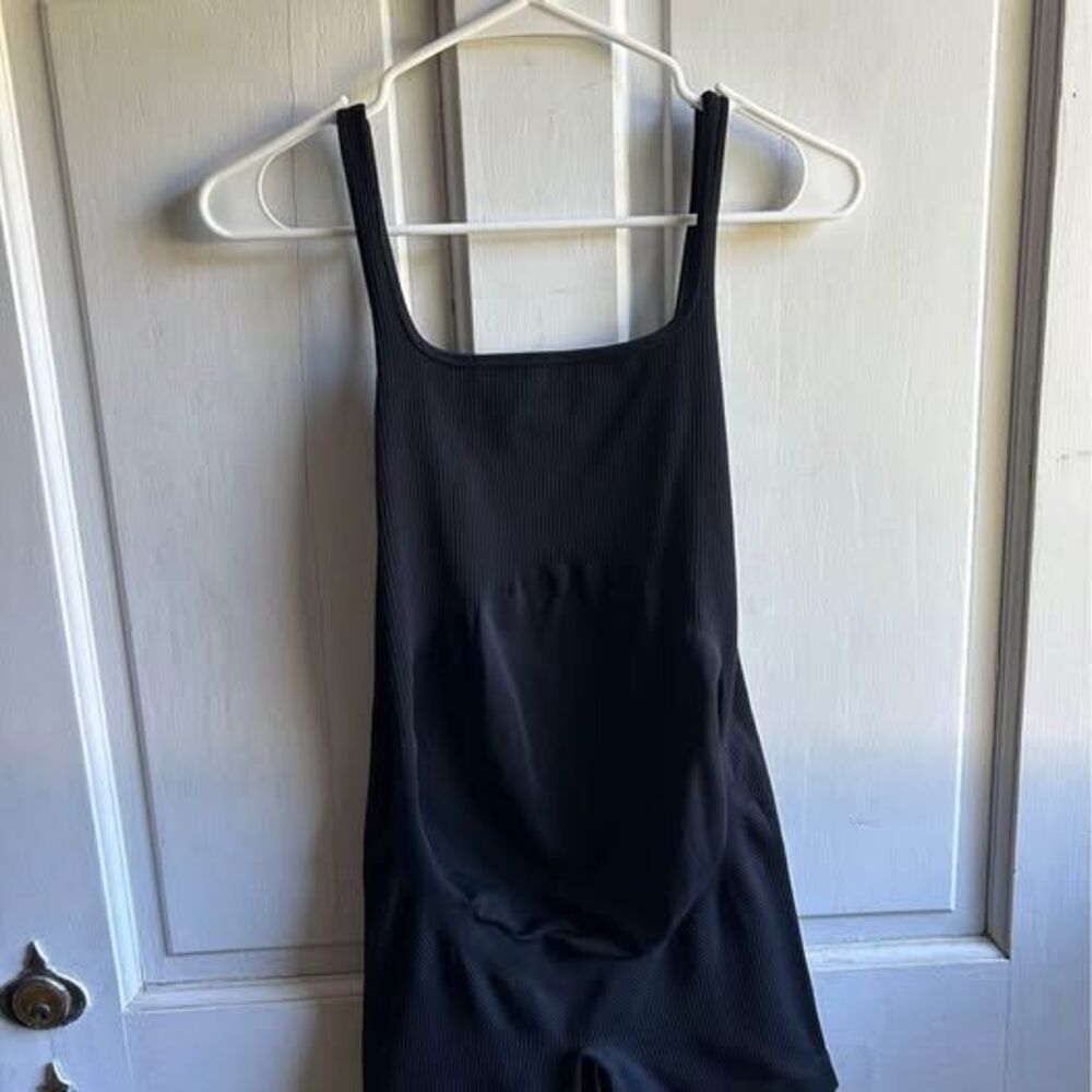 Black Ribbed Maternity Romper